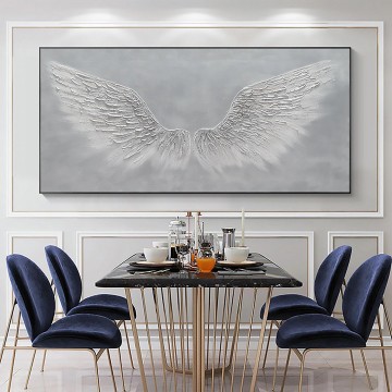 Grey Angel Wing von Spachtel Wandkunst Textur Ölgemälde